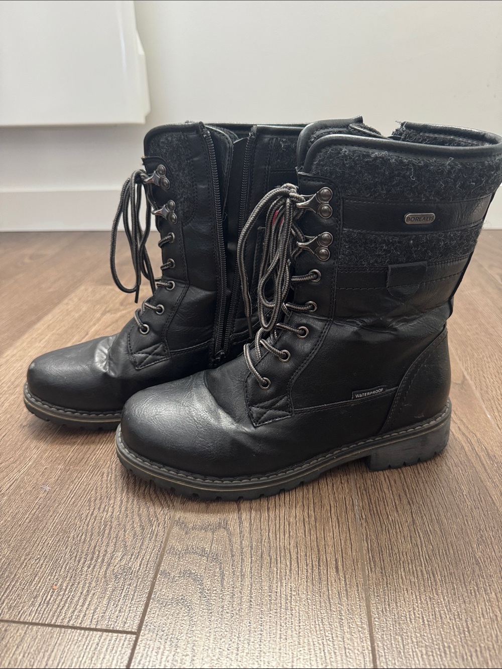 Borealis Black Lace-Up Women's Waterproof Combat Boots